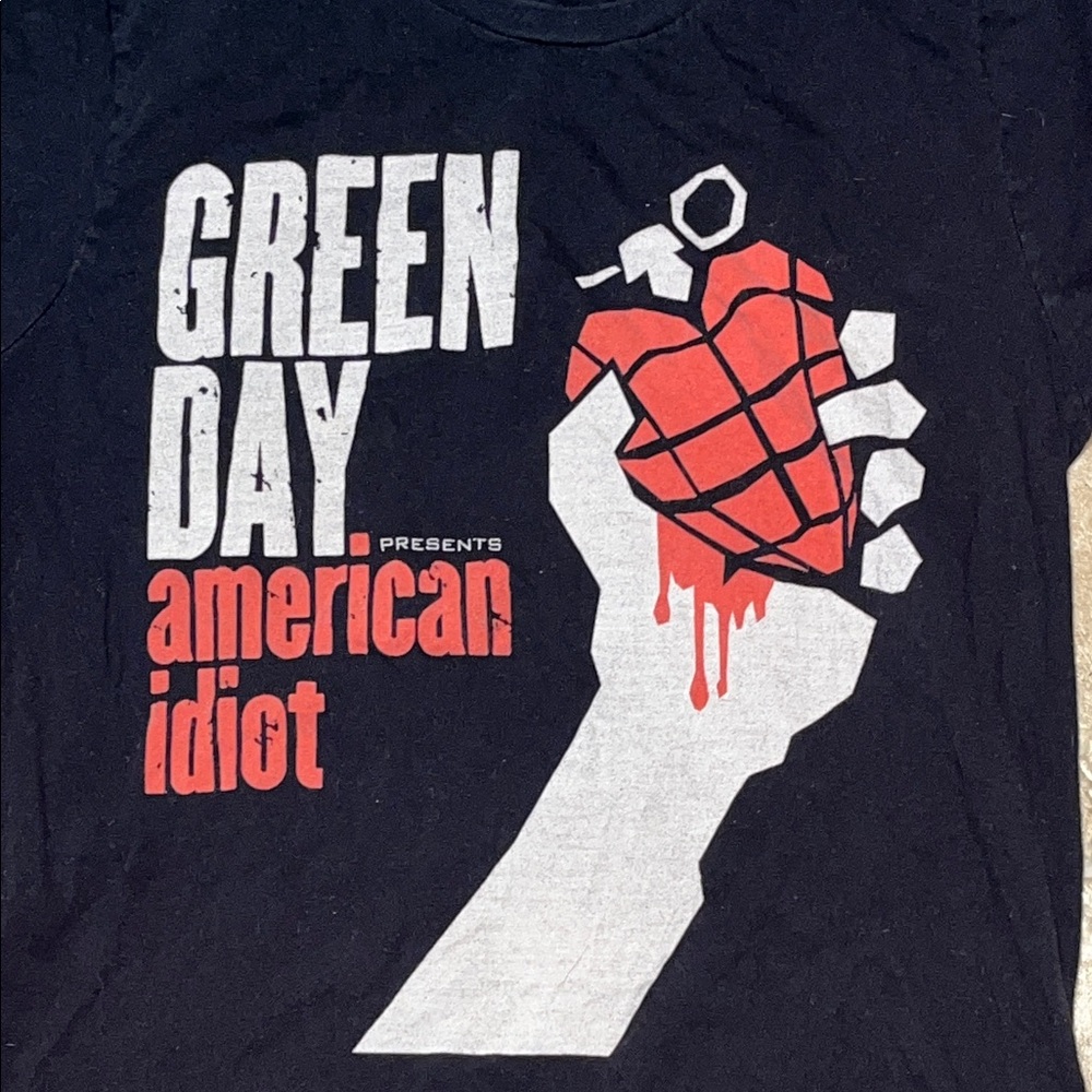 **Free Shipping!** Green Day Black Graphic Tee - American Idiot Design - Picture 2 of 6